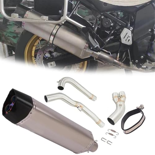 排気部 に適合するスズキ V-ストローム 650XT DL650XT 2017-2022 2018 2019 2020 2021 オートバイアクセサリー サイレンサー エキゾースト クローム/ブラック ダブルホール マフラー ミドルリンクパイプ(Chrom