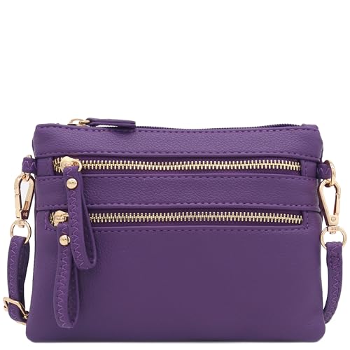 Image of FashionPuzzle Multi Zipper Pocket Small Wristlet Crossbody Bag