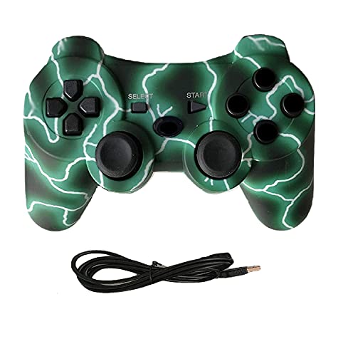 Image of Linkshare wireless controller for ps3, double vibration bluetooth gamepad remote for playstation 3 with Charging Cord (electric green)