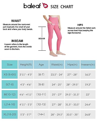 baleaf Meninas Leggings Para Dança, Calças De Ioga Com Bolso, Roupas Ginástica Adolescentes, Corrida