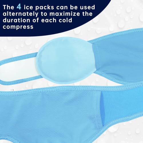 Image of Wisdom Teeth Ice Pack Head Wrap Jaw Face Ice Pack for Wisdom Teeth Extraction Toothache Pain Relief Face Oral Surgery with 4 Gel Packs for TMJ,Tonsillectomy Recovery, Cosmetic Procedure (Light Blue)