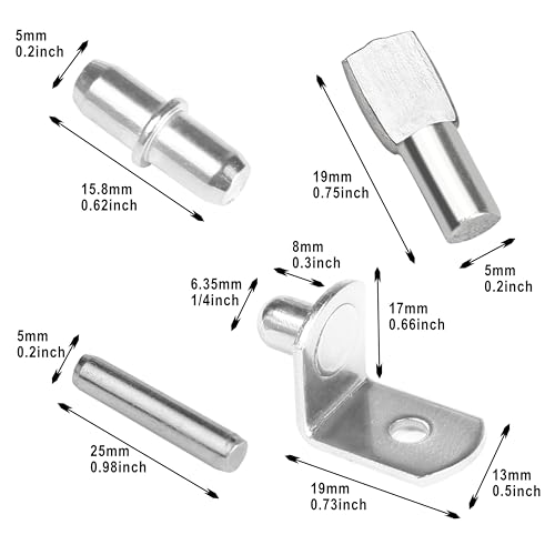 Fuvylonk 0002 108Pcs Shelf Pins Kit, Metal Nickel Plated Shelf Support Pin, Cabinet Shelf Bracket Pegs Shelf Pins Holders thumb #1