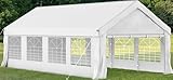 Homall Tienda de campaña para fiestas, 4 x 8, estructura de metal, carpa de jardín, resistente al agua, 560 g/m², lona de polietileno, 22 ganchos para el suelo, 4 cuerdas resistentes al viento,