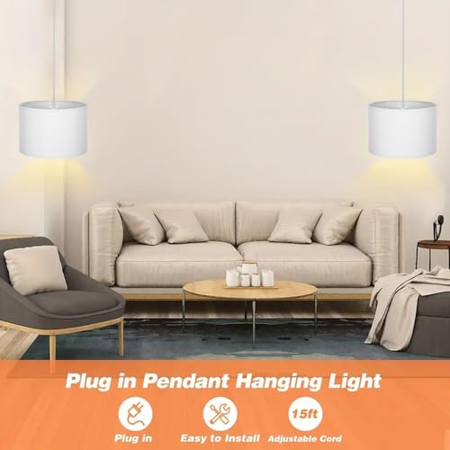 Zslaifu PL001 15Ft Hanging Lamp With Switch,White Hanging Lights With Plug In Cord, Pendant Lamp With Remote Control,Pendant Light Fixture thumb #2