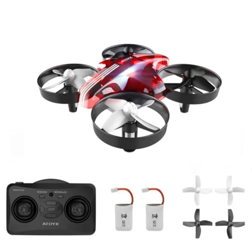 Image of Mini Drone for Kids & Beginners, Indoor Portable Hand Operated /RC Nano Helicopter Quadcopter,Auto Hovering,3D Flips,Birthday& Children's Day Gift for Boys and Girls,Auto Hovering, Headless Mode & Remote Control, Red.4-blade design-ATOYX