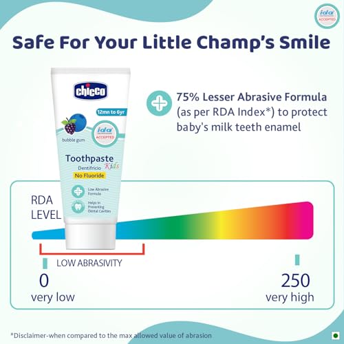 Image of Chicco Toothpaste Bubble Gum 1-6Y 50g No Fluoride (Pack of 4)