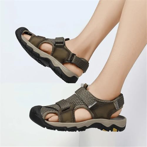 Men’S Casual Soft Sandals Breathable Mesh Beach Shoes Non-Slip Outdoor Classic Roman Style Ankle-Wrap Sneakers2