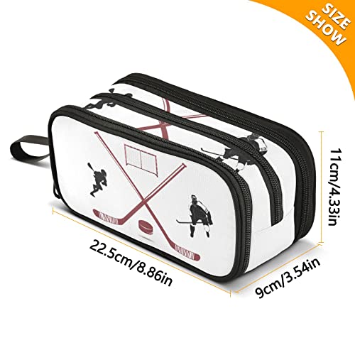 Image of Hockey Large Capacity Pencil Case Pencil Pouch Pen Box | 3 Compartment Large Storage Pencil Bag for Adults School Office Teen Girl Boy Men Women