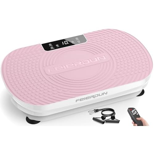 FEIERDUN Vibration Plate Exercise Machine, Vibration Plate for Weight Loss, Whole Body Vibration Plate Machine w/Loop Bands, Remote Control Black