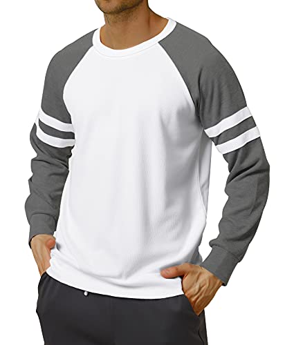 Men Shirts Casual Long Sleeve Crewneck Sweatshirt Fall White M