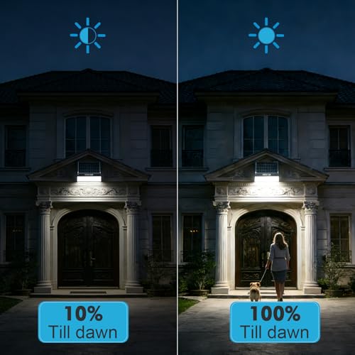 Image of Lightdot 6-Pack Solar Wall Pack Light, 100W HPS Eqv 5000K Dusk-to-Dawn | Motion sensor, IP65 waterproof, 12 inchx11 inch glass solar panel, for porch, fence, garage, warehouse