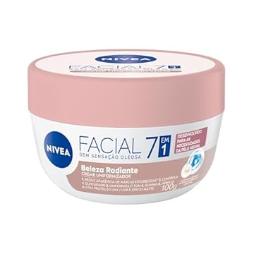 NIVEA Hidratante Facial Beleza Radiante 7 em 1 100g - 7 benefícios em 1 potinho: reduz marcas escurecidas, controla oleosidade, uniformiza, ilumina, hidrata, proteção UVA/UVB e efeito matte