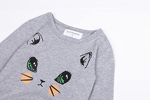 Mud Kingdom Little Girls Cotton Dresses Long Sleeve Cartoon Cat Prints Casual4