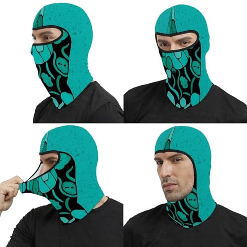 Pasamontaña para hombre y mujer estampado turquesa y negro, máscara completa para motocicleta, gorro calentador de cuello miniatura 5