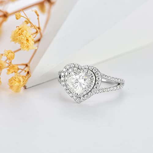 2.8 Carat (ctw) Heart-Cut Halo Moissanite Engagement Rings for Women, Customizable Sterling Silver, 10k gold, 14k gold, 18k gold4