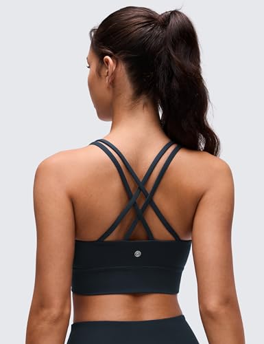 Image of CRZ YOGA Softness Mold Butterluxe Sports Bras | Molded Cup, Light Support, Yoga, Extremely Soft, Longline, Strappy Back, Scoop Neck, for Women