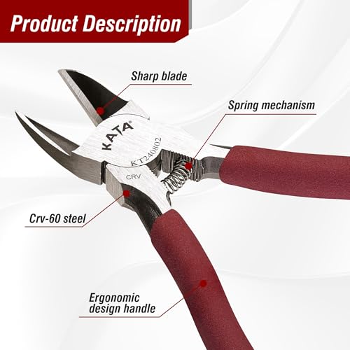 Image of KATA 6 Inch Wire Cutters, Flush Cutter Plier for Crafting and Electronics | Clean cut side cutters for zip ties, floral wire, jewelry making, plastic sprue, 3D prints and small repair DIY projects