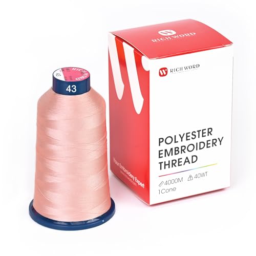 Image of Poolin Polyester Machine Embroidery Thread 4000M 40WT Pale Peach 0043 | Smooth Feeding with Stable Tension for Clean, Consistent Stitching on Home and Commercial Embroidery Machines