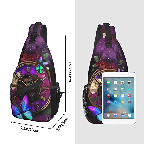 ASYG Steampunk Sling Bag Crossbody Chest Daypack Casual Backpack Vintage Clock Shoulder Bag For Travel Hiking3