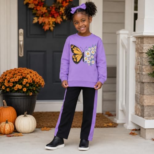 Image of Toddler Girls 2 Piece Cute Outfits, Crewneck Sweatshirt with Jogger Pants Kids Clothing Set for Fall Winter