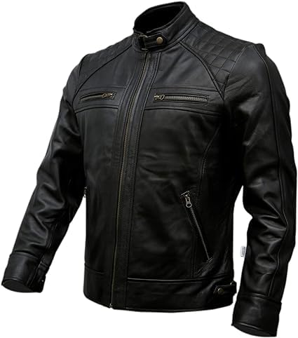 JACKETHUB Men's Genuine Lambskin Leather Biker Jacket | Premium Vintage Café Racer Motorcycle Jacket | Motorcycle Jacket2