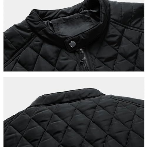 Autumn/Winter Men's Cotton Lightweight Casual Diamond Stand-up Collar Coat Fashion for Men - Image 4