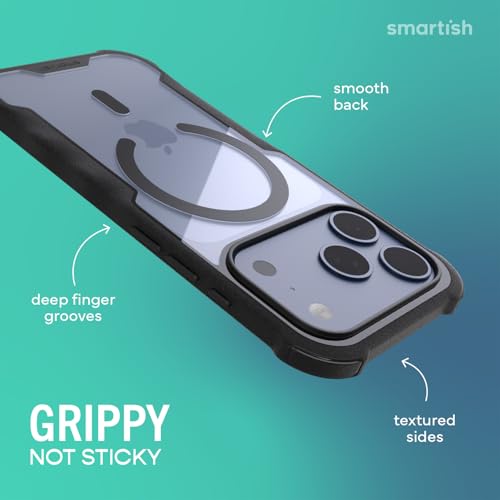 Image of Smartish iPhone 17 Pro MagSafe Case - Gripzilla Protective Magnetic Case for Men [Rugged + Tough] Military Grade Heavy Duty Grip Armor - Drop Tested for Apple iPhone 17 Pro - Clearly Black
