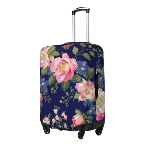Navy Blue Base Floral Print Fashionable Suitcase Cover Personalized Luggage Protector for Travel and Business2