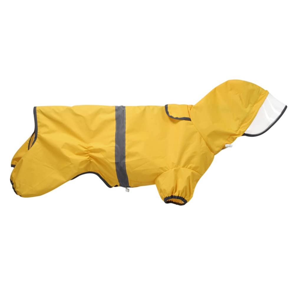 HDE Wasserdichter Hunde-Regenmantel Mit Kapuze – Doppellagig, Reflektierend, In 6 Größen (z.B. Gelb S)