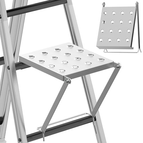 Ladder Platform Anti-Slip Ladder Work Platform Accessories for Stabilizer Foldable Steel Ladder Platform Accessory for Paint and Tool Ladder Step Attachment Project Tray Alloy Steel Holds 400 lbs