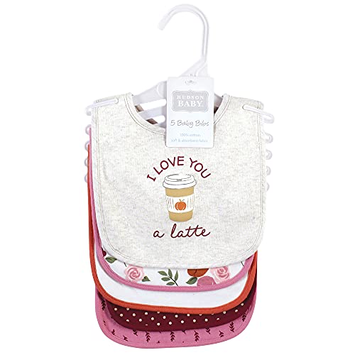 Image of Hudson Baby Unisex Baby Cotton Bibs, Pumpkin Spice, One Size