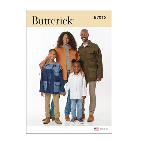 Patron de couture B7016A Butterick pour veste unisexe enfant et adulte taille XS à XL