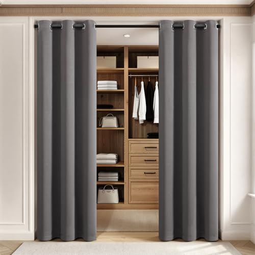 Image of MIULEE Closet Curtain for Open Closet Without Door Grommet Top 34x80 Inches | Covers Closet, Privacy Curtains for Room Divider, Sun /Light Blocking, Quality Fabric, Doorway
