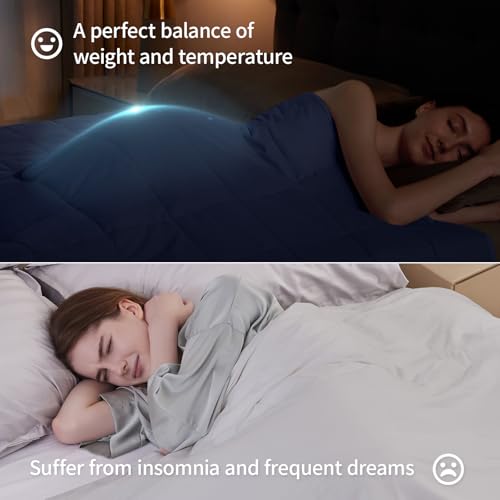Image of Weighted Blanket Queen /King Size (80 inchx87 inch 20lbs),Ultra Soft and Cozy Cooling Weighted Blanket for Adult,Heavy Blanket with Machine Washable Soft Blanket, Blue