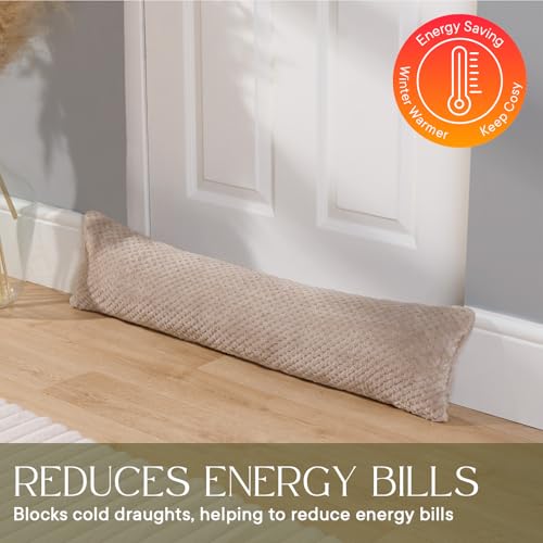 OHS Waffle Fleece Draught Excluder for Doors, Decorative Home Accessories Under Door Draft Stopper Energy Saving Stopper for Living Room Bedroom Kitchen, Mink 90 x 20cm - Cosy Home Interiors OHS Waffle Fleece Draught Excluder for Doors, Decorative Home Accessories Under Door Draft Stopper Energy Saving Stopper for Living Room Bedroom Kitchen, Mink 90 x 20cm - Image 2