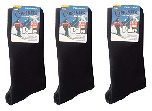 Carpenter 10 Paia Calze Calzini Uomo Lunghi Pile - Termiche Tinta Unita Sci (Nero)