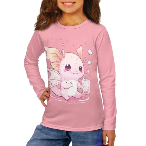 Image of Girls Long Sleeve Shirt with Cute Graphic Casual Pullover Tops 3-16Y