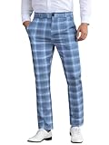 Lars Amadeus Men's Blue Plaid Dress Pants Regular Fit Formal Business Checked Trousers 32 Blue