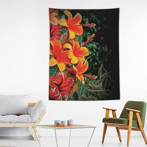 Tapisserie murale fleurs hawaïennes pour créer une ambiance esthétique et cocooning en chambre