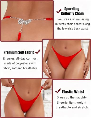Image of Women's Rhinestone Thong Panties Crystal Chain Low Rise G String Lingerie