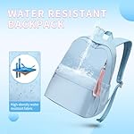 Caran·Y Kids Backpack Large Space Waterproof Classic School Backpack Light Weight Two Size Multi-pocket Toddler Backpack (Aqua Blue, Medium) - Image 4