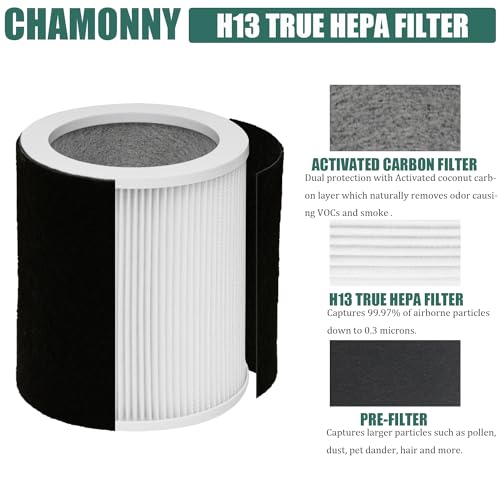 CHAMONNY H-HF400-VP Filter Replacement, Compatible with Hunter H-HF400-VP, H-PF400 and Hunter HP400 Cylindrical Tower Air Purifier, 2 True HEPA Filters + 8 Pre-Carbon Filters by CHAMONNY - Used condition - Image 3