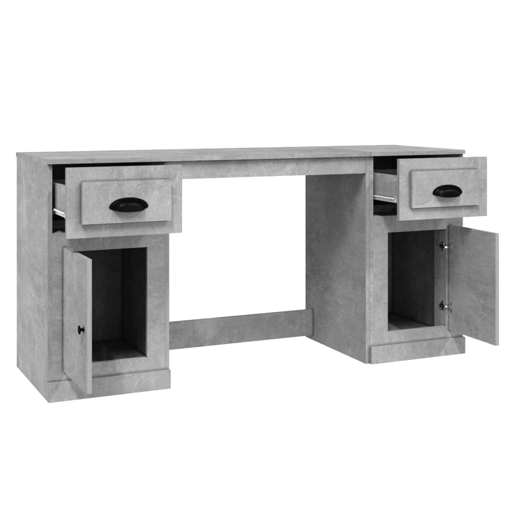 Scrivania con vano portaoggetti, grigio cemento, materiale in legno, 154,5 x 50 x 75 cm, moderna scrivania per computer per casa, ufficio, gioco, scrittura, robusto piano di lavoro