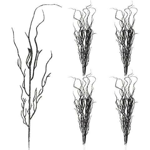 16 Pcs Halloween Curly Willow Branches Black Vase Filler Artificial Branches with Glitter Decorative Twig Stems Fake Sticks for DIY Plants Craft Home Garden Hotel Farmhouse Decor Arrangement Cover