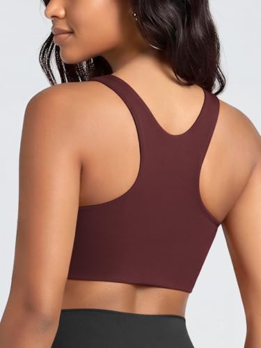 Image of ODODOS Racerback Tank Bra for Women High Neck Non Padded Medium Support Sports Bra Workout Yoga Crop Tops