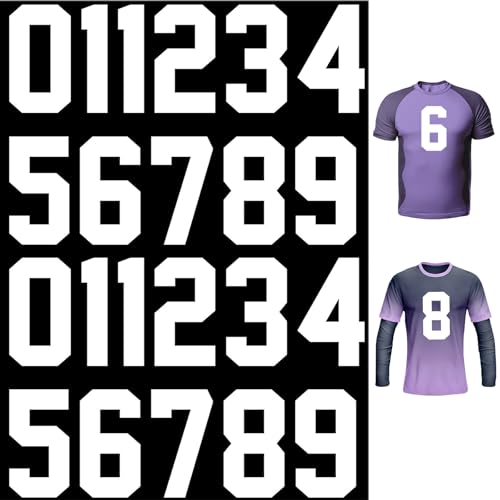 Ptwola 22 parches de números para planchar con números de transferencia de calor del 0 al 9, apliques de números de hierro suave para uniforme de equipo, camiseta deportiva, fútbol, baloncesto