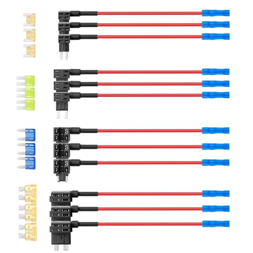 Image of STHIRA 12-Pack 12V Add-a-Circuit Car Fuse Set Kit with Dual-Slot Holder for Standard, Mini, Micro2, Low-Profile Blade Car Fuses Easy Installation & Versatile Use for Cars, SUVs, Motorcycles & More