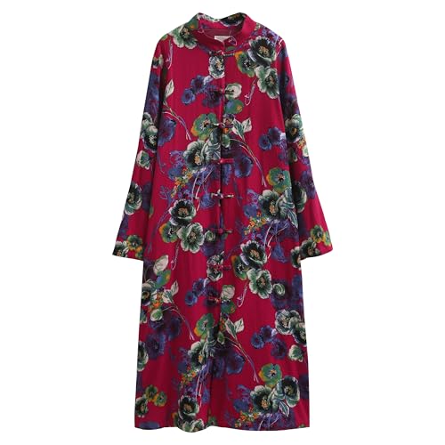 LUZU JUNU Women's Trench Coat Floral Print Jacket Cottagecore Clothing Casual Plus Size multicolored Outerwear2