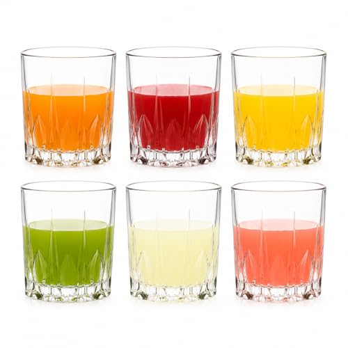 Image of Clear Glass Drinking Glasses Set for Water, Juice, Beverages, Set of 6 (Exciliber)