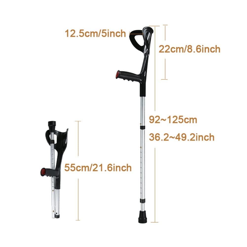 Muletas del Antebrazo para Adultos, Bastones de Aluminio Médico Plegable, Mango Ergonómico, 10 Altura Ajustable, Altura Aplicable: 140~190 Cm (Color : Silver, Size : 1 Count)